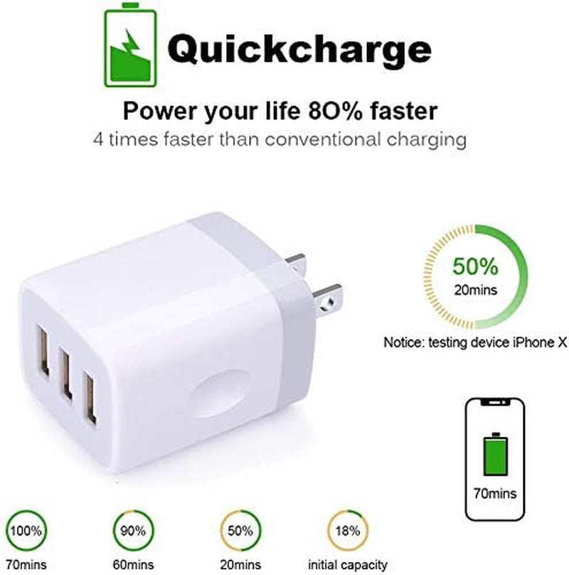 USB Wall Charger 3-Port (x3 Pack)