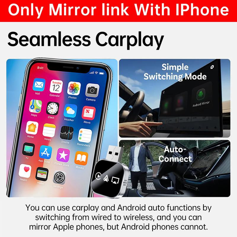 Yurnlv 3-in-1 Wireless CarPlay & Mirror Link