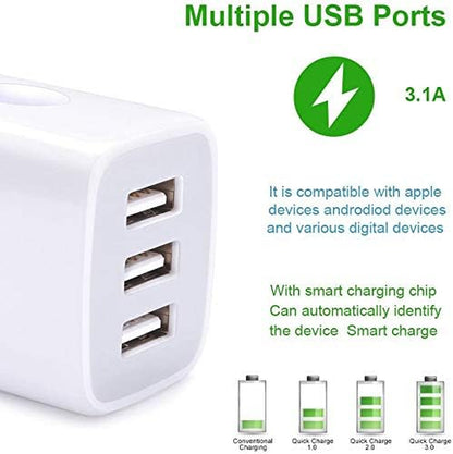 USB Wall Charger 3-Port (x3 Pack)
